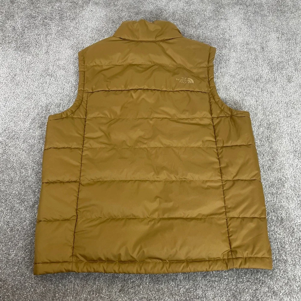 North Face 550 Down Puffer Vest Mens Large Quilted Insulated Tan Gold